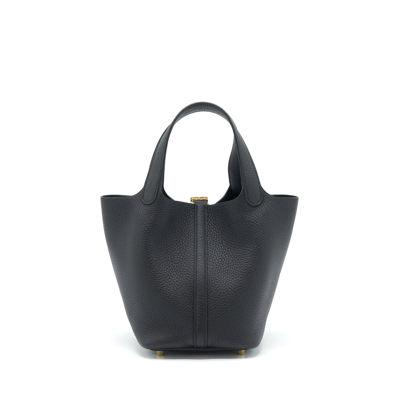 Hermes Picotin 18 Clemence Black GHW Stamp U