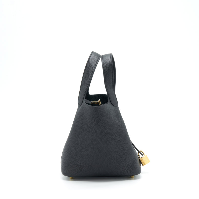 Hermes Picotin 18 Clemence Black GHW Stamp U