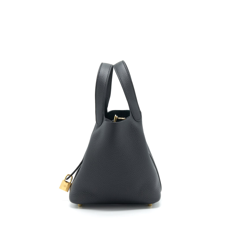 Hermes Picotin 18 Clemence Black GHW Stamp U