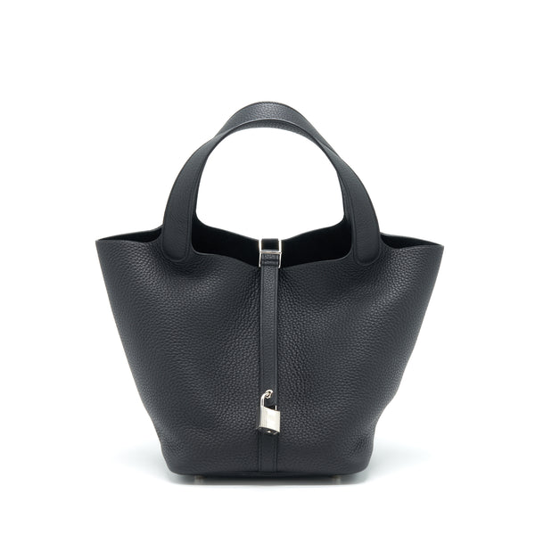 Hermes Picotin 22 Lock Bag Clemence Black SHW Stamp A