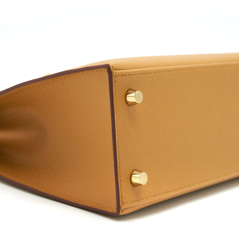 Hermes Kelly 25 Sellier Epsom Leather Sesame GHW Stamp Z