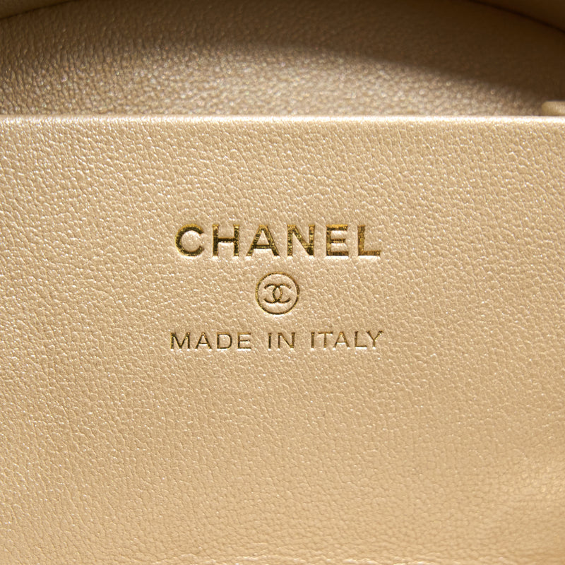 Chanel 22S Top Handle Mini Round Vanity Clutch Lambskin Pink LGHW