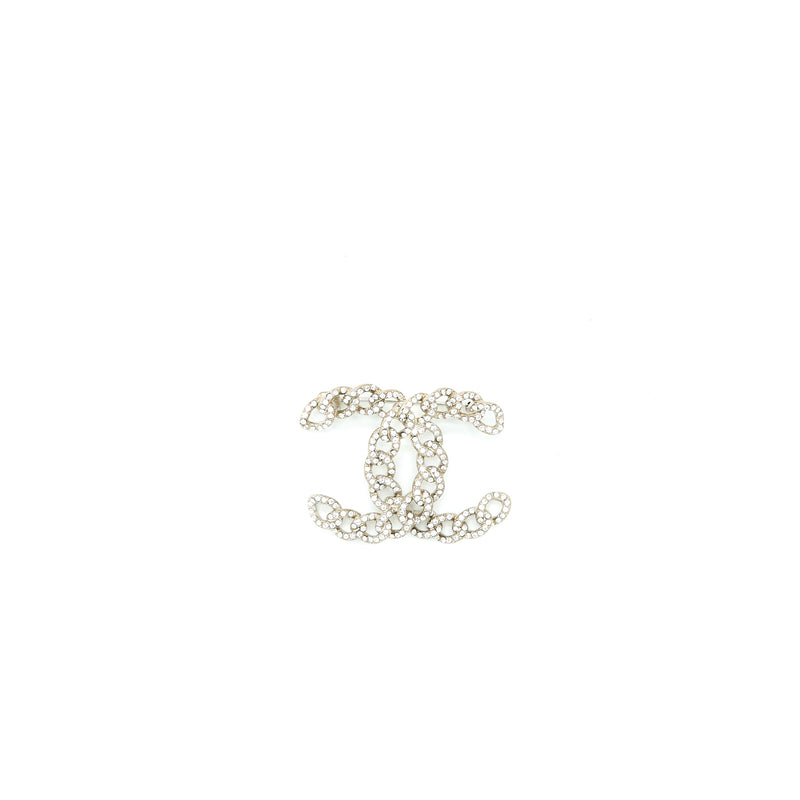 Chanel Twisted CC Crystal Logo Brooch SHW