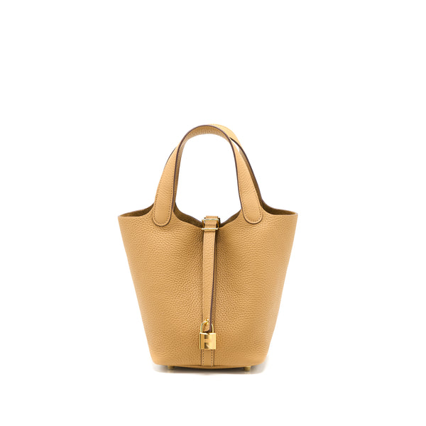Hermes Picotin 18 Lock Bag Clemence 4B Biscuit GHW Stamp Z