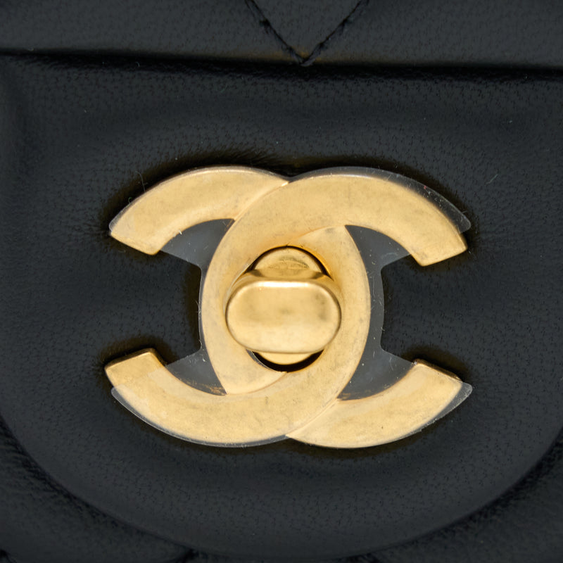 Chanel 22S Pearl Crush Mini Square Flap Bag Lambskin Black GHW(Microchip)