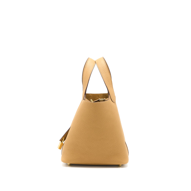 Hermes Picotin 18 Lock Bag Clemence 4B Biscuit GHW Stamp Z