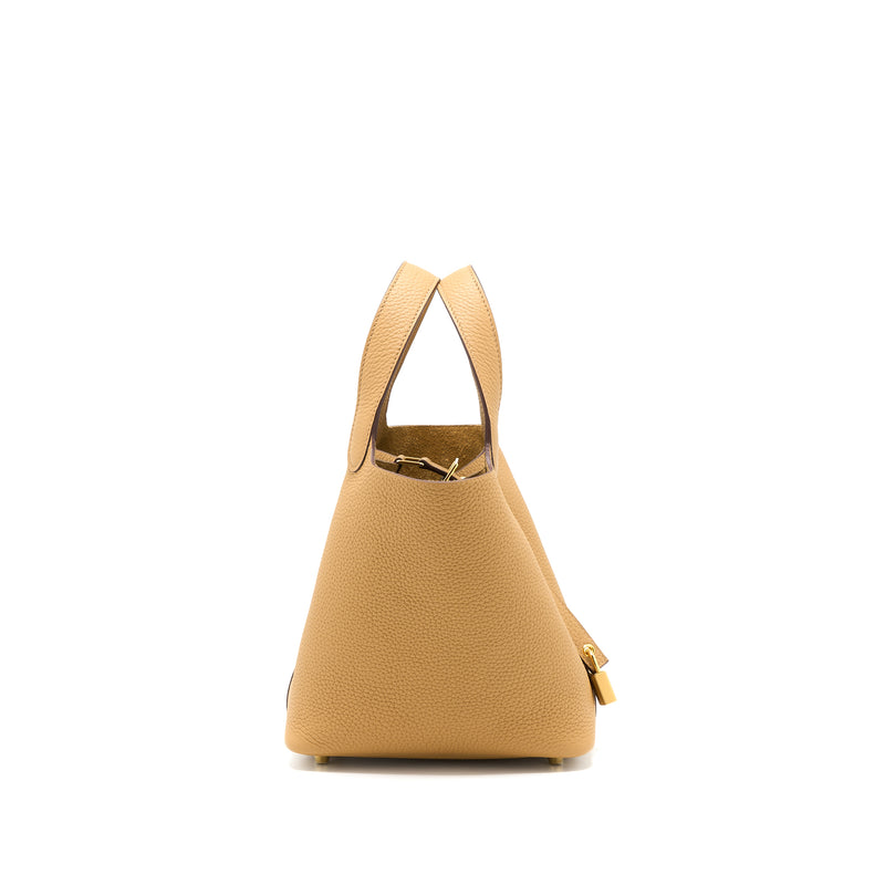 Hermes Picotin 18 Lock Bag Clemence 4B Biscuit GHW Stamp Z