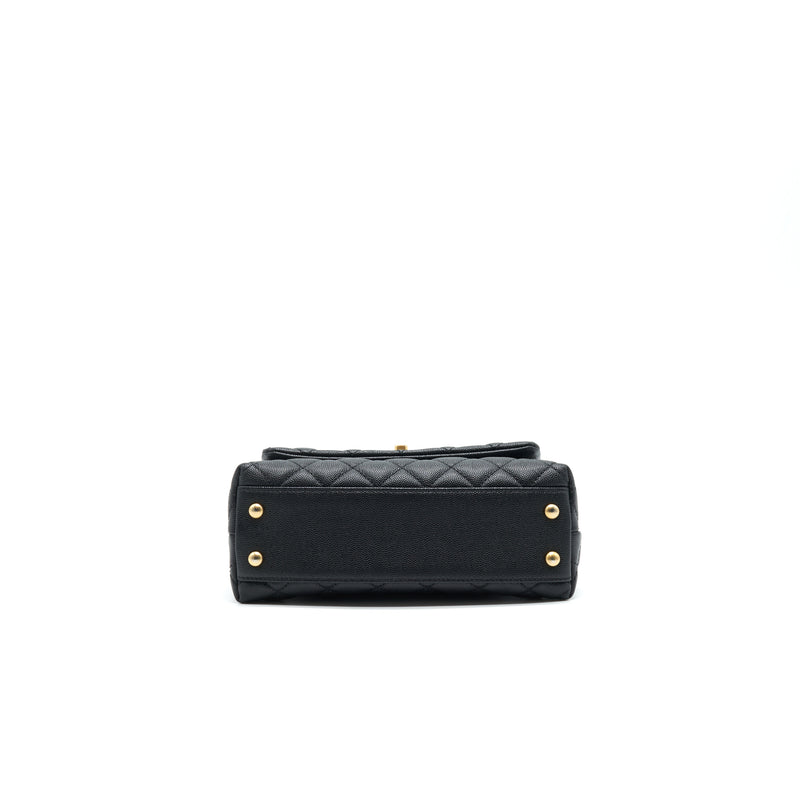 CHANEL MINI COCO HANDLE CAVIAR LEATHER WITH PYTHON HANDLE BLACK GHW
