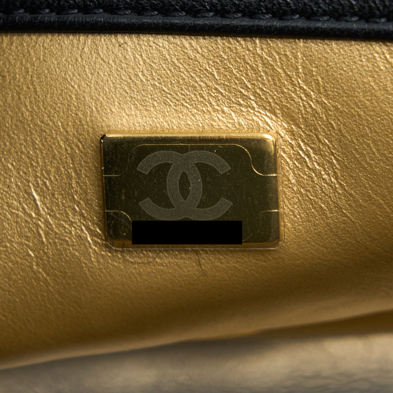 Chanel 22S Pearl Crush Mini Square Flap Bag Lambskin Black GHW(Microchip)