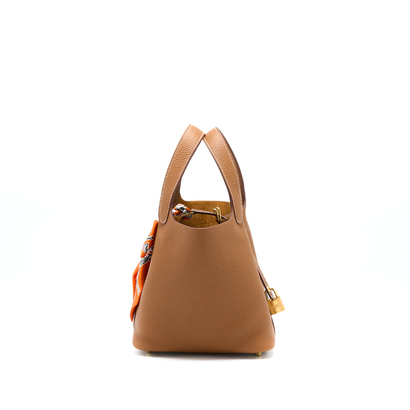 Hermes Picotin 18 Lock Bag Clemence Gold GHW Stamp Z
