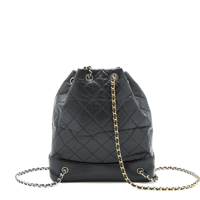 Chanel Gabrielle Backpack Medium Quilted calfskin Black Gold/Sliver HW