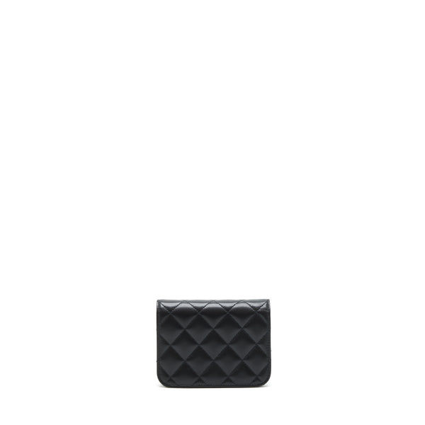Chanel Mini flap card holder Ribbon Chain Lambskin Black LGHW