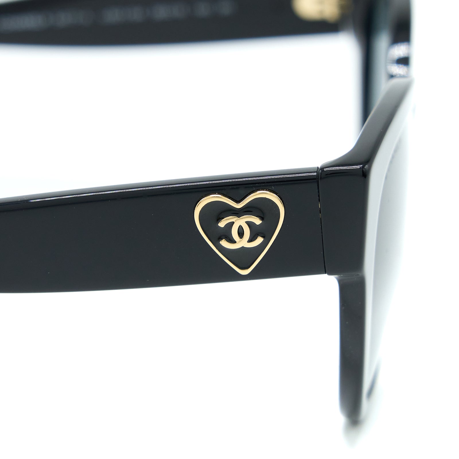 CHANEL Black Sunglasses with Hearts Chanel Acetate Enamel Heart Butterfly Sunglasses 5477-A  main image 3