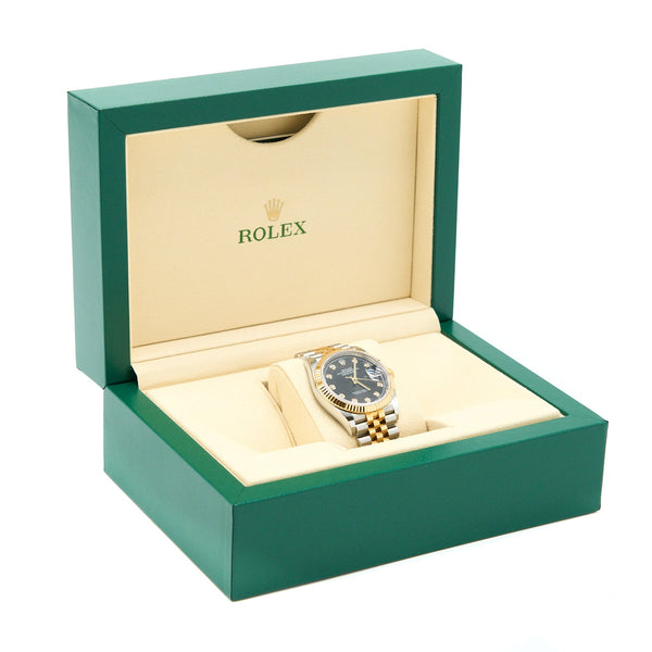 Rolex Datejust 36MM Oyster Steel Yellow Gold Black Dial with Diamonds Jubilee Bracelet M126233-0021