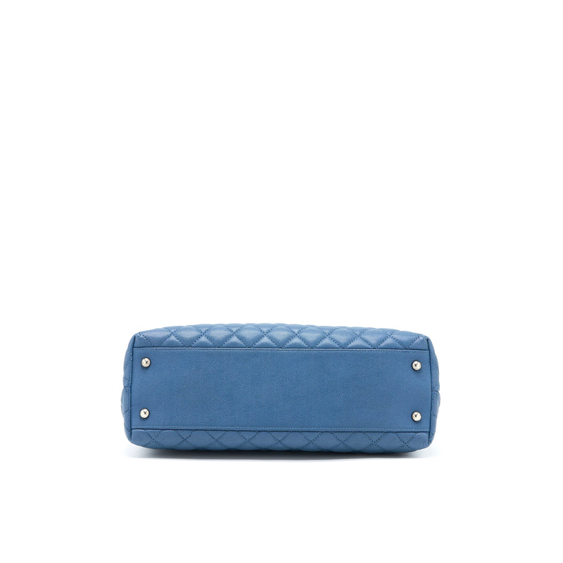 Chanel Coco Top Handle Flap Bag Caviar Blue Ruthenium Hardware
