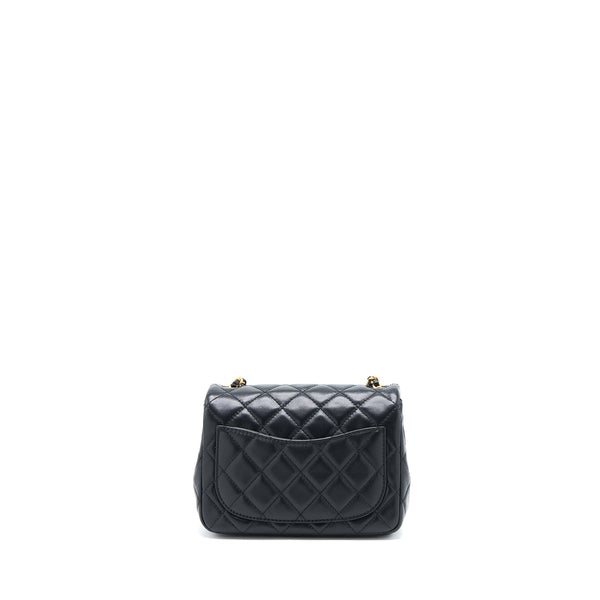 Chanel 22S Pearl Crush Mini Square Flap Bag Lambskin Black GHW(Microchip)