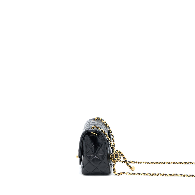 Chanel 22S Pearl Crush Mini Square Flap Bag Lambskin Black GHW(Microchip)