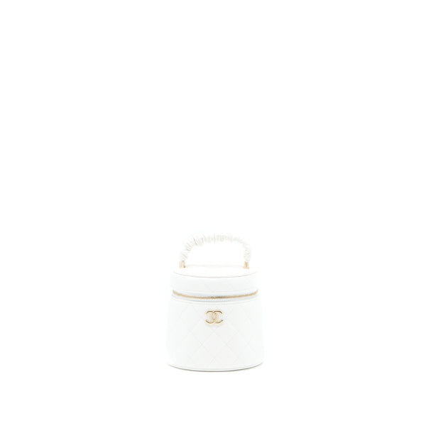 Chanel Top Handle Vanity Case Lambskin White GHW