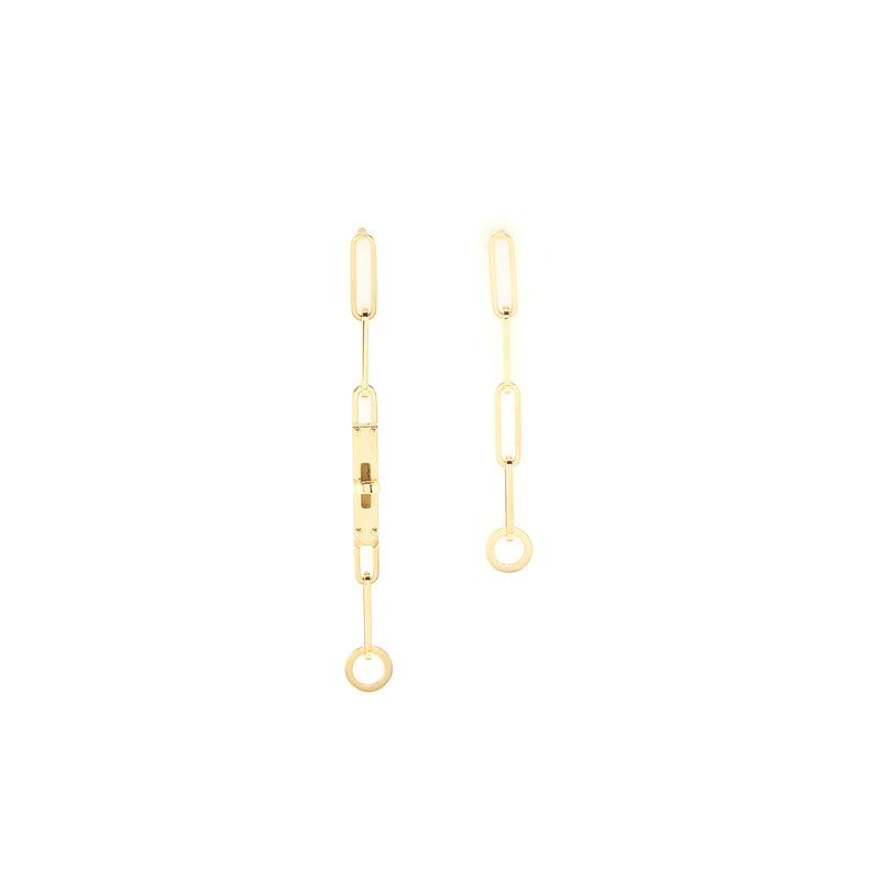 Hermes Kelly Chain Earrings Very Small Model Yellow Gold