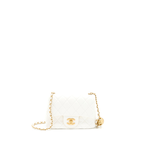 Chanel Pearl Crush Mini Square Lambskin White Brushed GHW (Microchip)