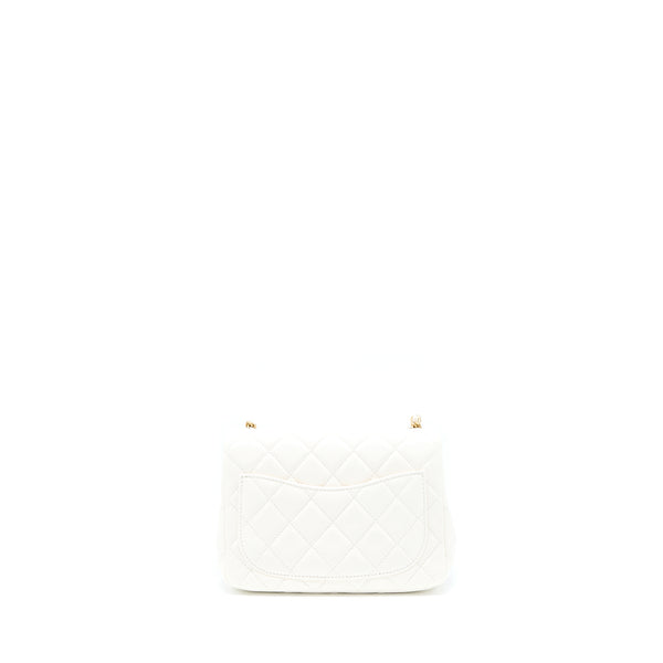 Chanel Pearl Crush Mini Square Lambskin White Brushed GHW (Microchip)