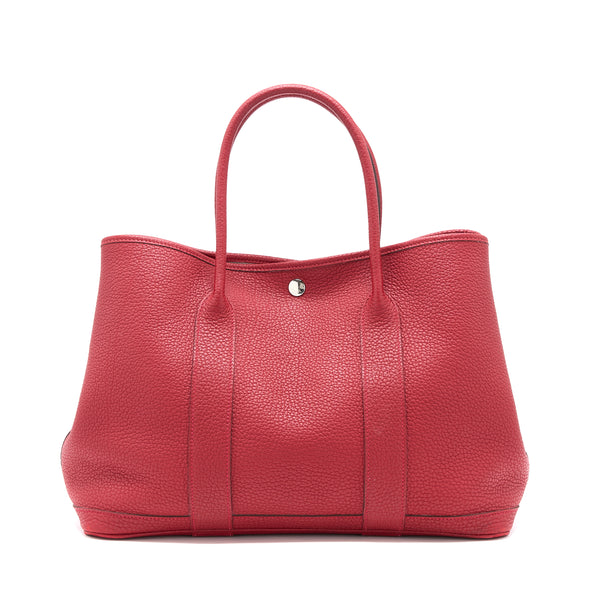 Hermes Garden Party 36 Dark Red SHW Stamp T