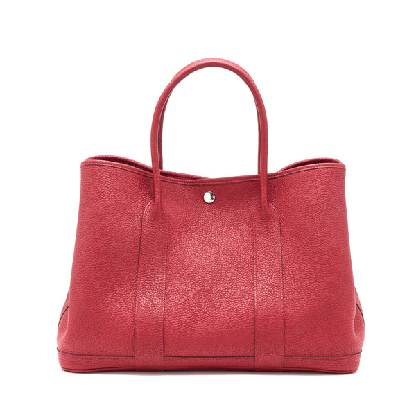 Hermes Garden Party 36 Dark Red SHW Stamp T