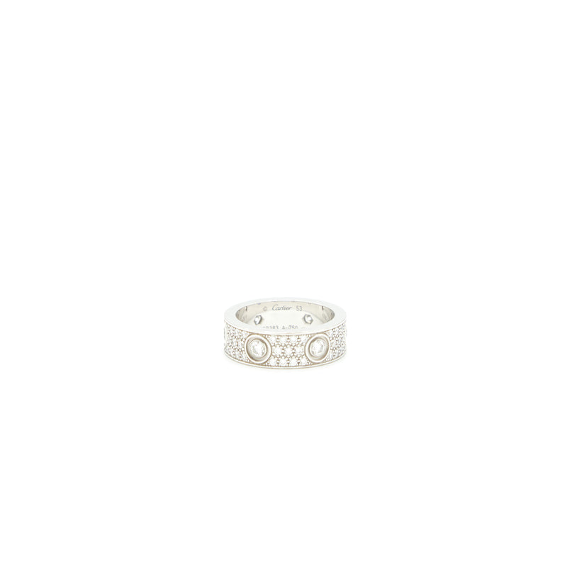 Cartier Love Ring Size 53 Rhodium White Gold Full Diamonds