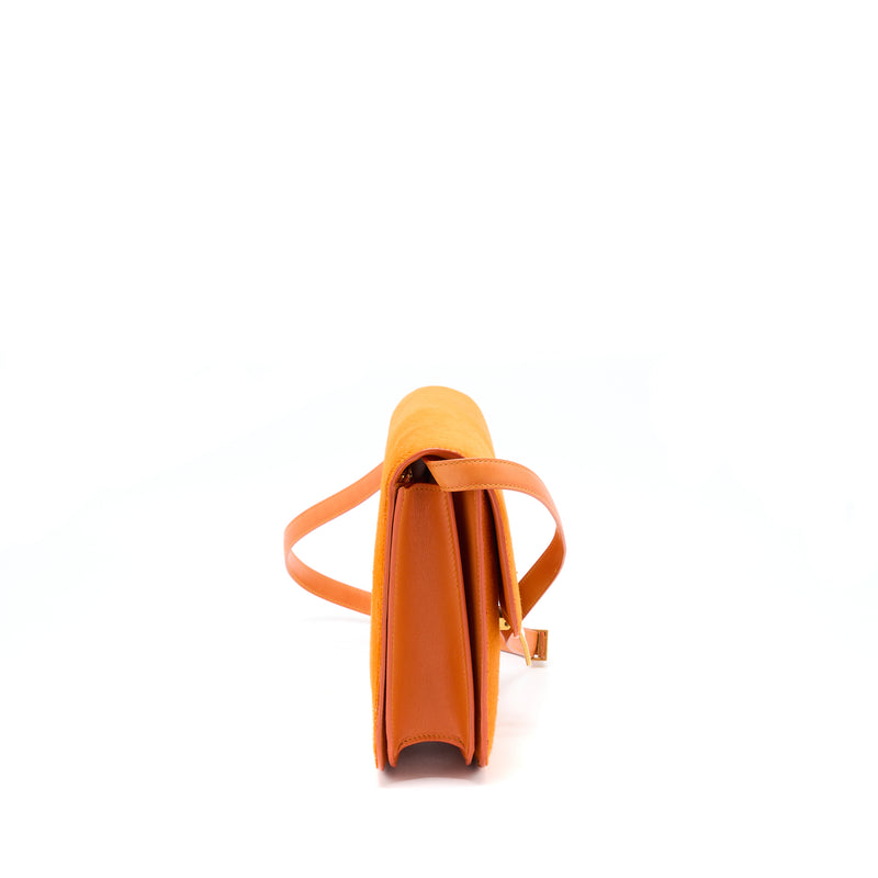 Celine Classic Medium Box Horsehair Orange GHW