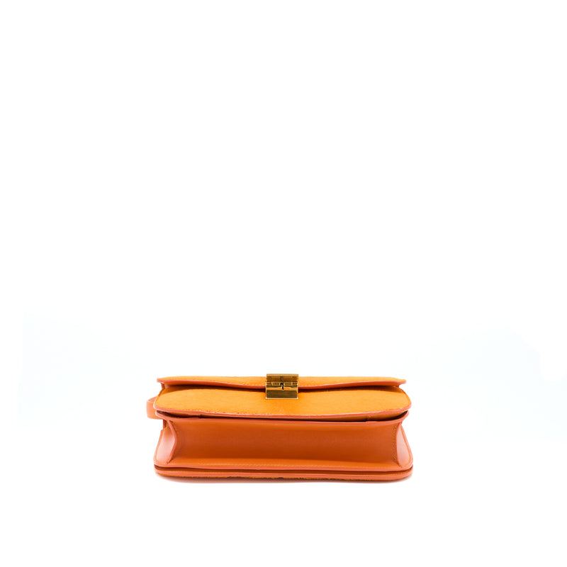 Celine Classic Medium Box Horsehair Orange GHW