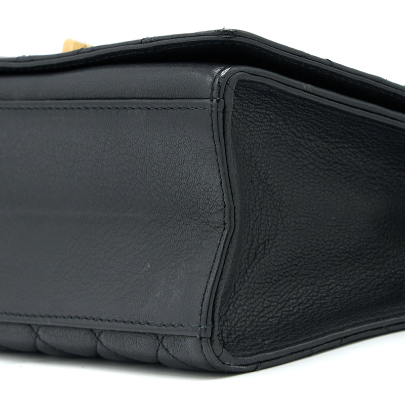 Chanel Rita Top Handle Flap Bag Grained Goatskin Black Brushed GHW