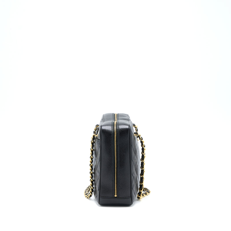 Chanel Vintage Camera Chevron Tote Bag Caviar Black GHW