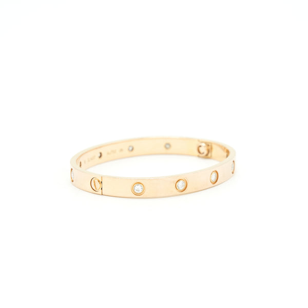 Cartier Love Bracelet Size 16 Rose Gold With Diamonds