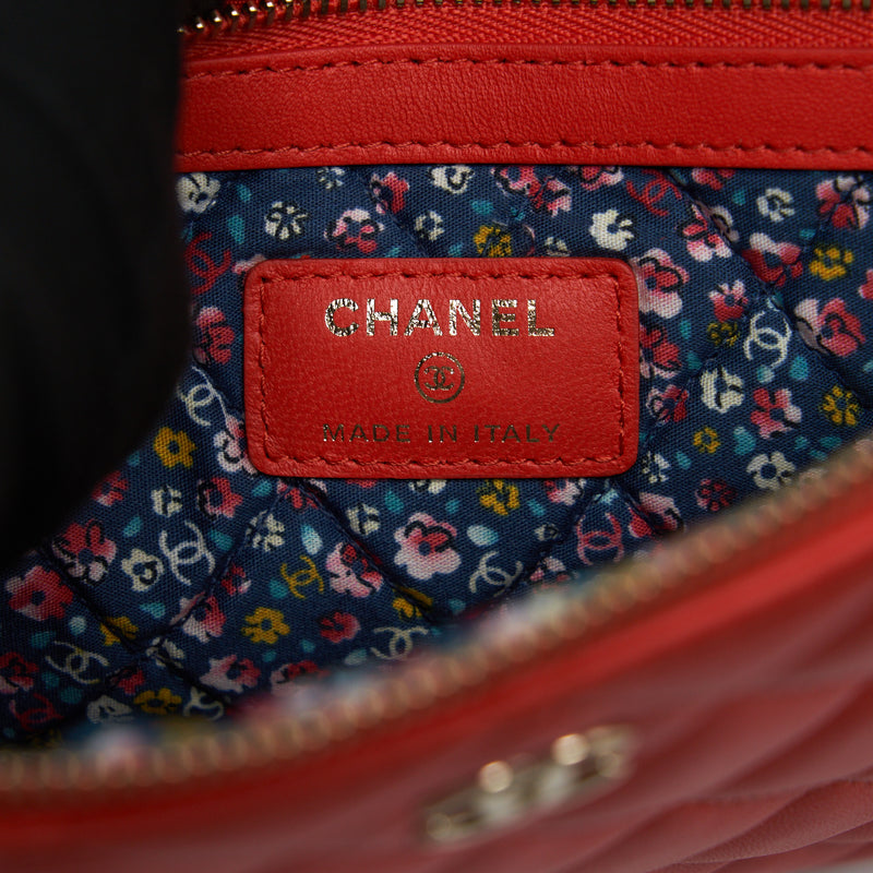 Chanel Habana O Case Pouch Lambskin Red GHW