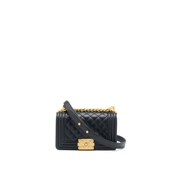 Chanel Small Boy Bag Caviar Black GHW (Microchip )