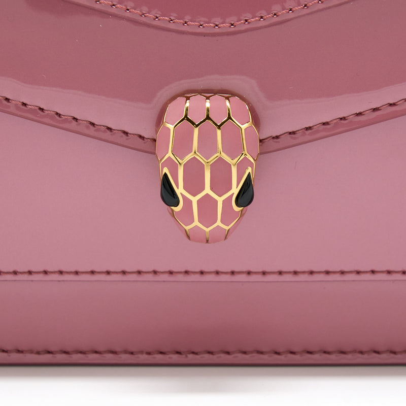 Bvlgari Serpenti Forever Chain Wallet Patent Dark Pink