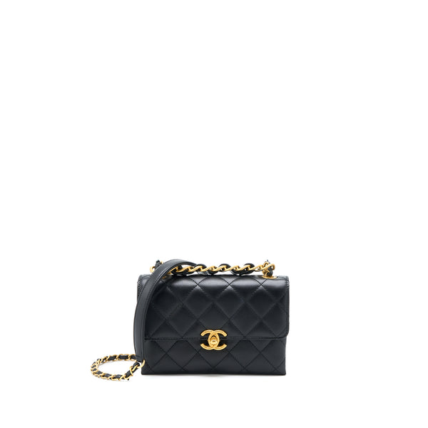 Chanel 22S Seasonal Flap Bag Calfskin Black Brushed GHW