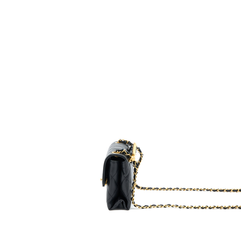 Chanel 22S Seasonal Flap Bag Calfskin Black Brushed GHW