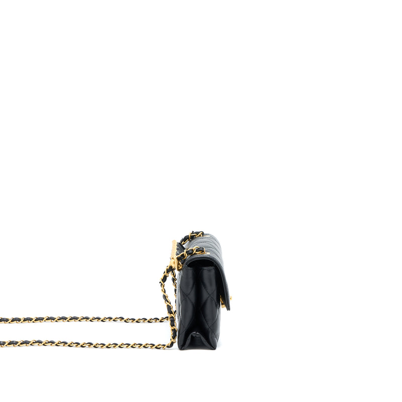 Chanel 22S Seasonal Flap Bag Calfskin Black Brushed GHW