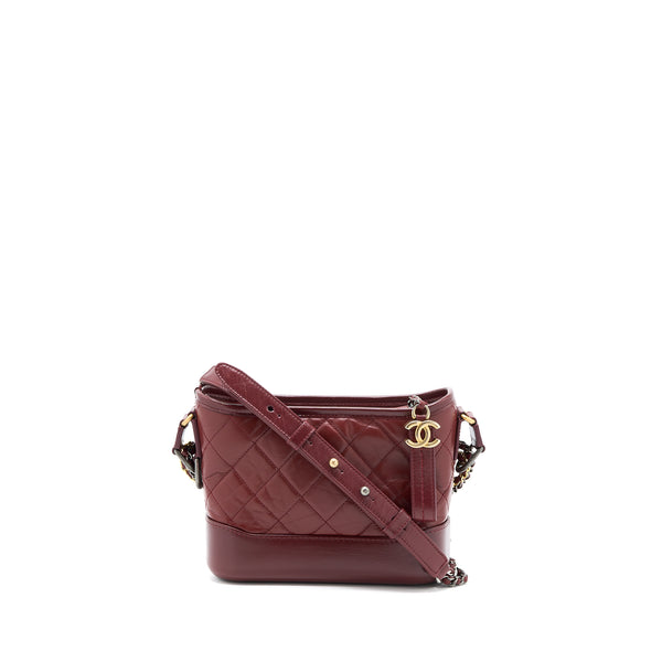 Chanel Small Gabrielle Hobo Bag Calfskin Burgundy Multicolour Hardware
