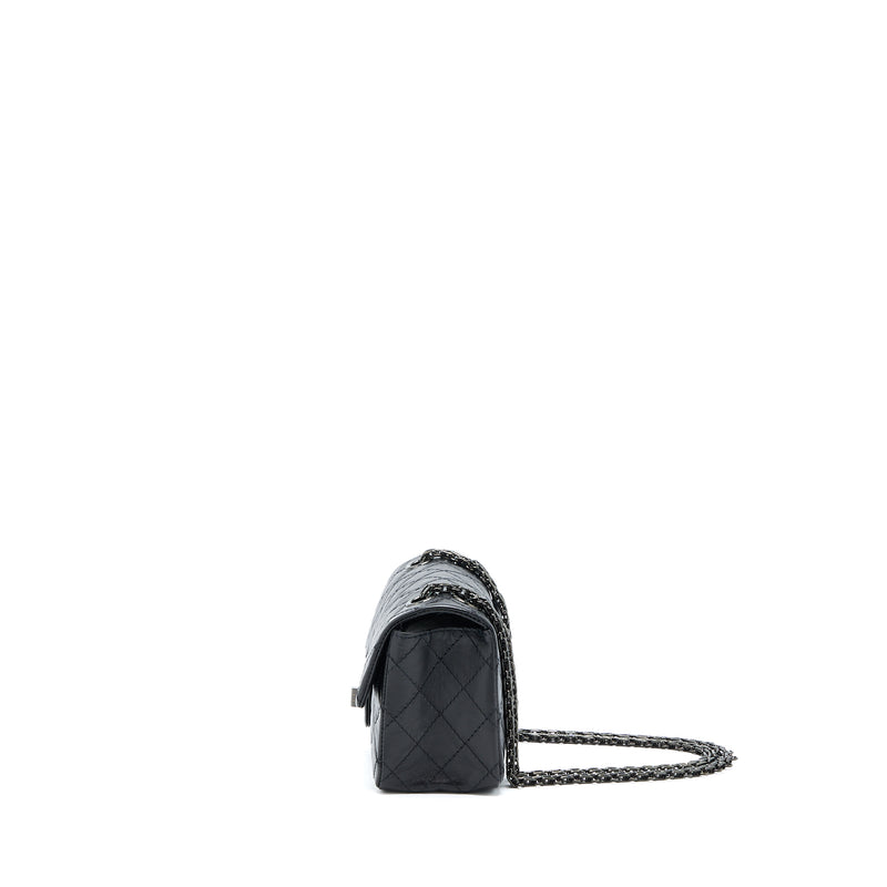 Chanel Mini 2.55 Reissue Aged Calfskin So Black With Black Hardware (Microchip)