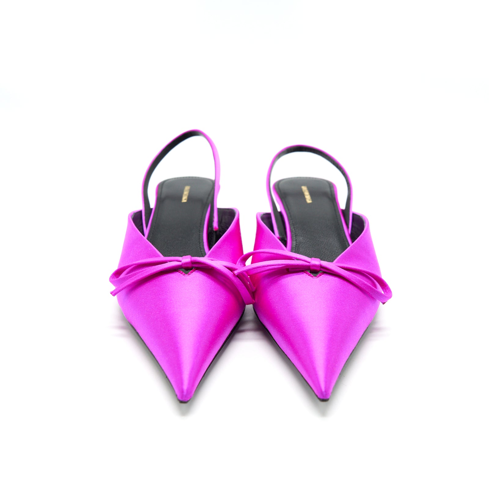 Balenciaga Knife Bow-Embellished Satin Slingback Pumps Size36