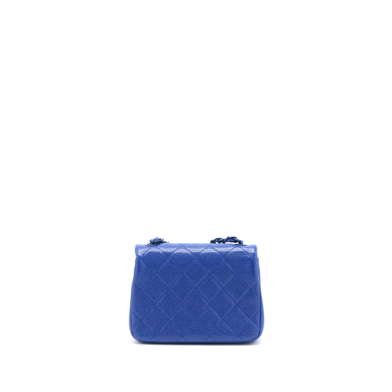 Chanel Mini Square Flap Bag Caviar Blue With Blue Hardware