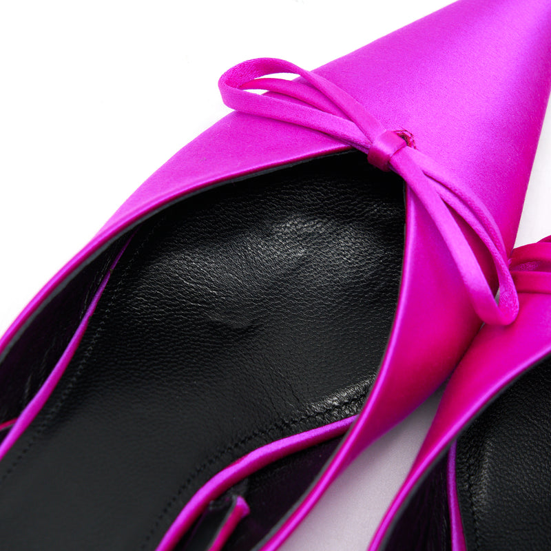 Balenciaga Knife Bow-Embellished Satin Slingback Pumps Size36