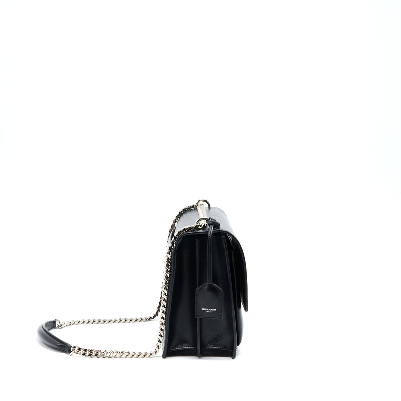 Saint Laurent/YSL Sunset Large Chain Bag Calfskin Black SHW