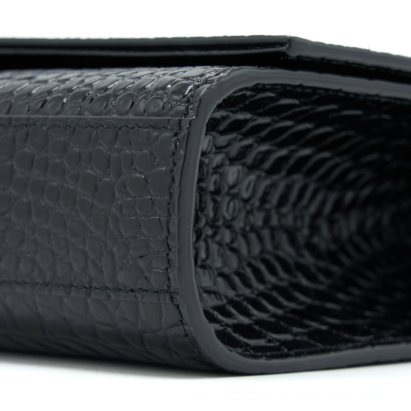 Saint Laurent Kate with Tassel Chain Bag Croc Embossed Calfskin Black SHW