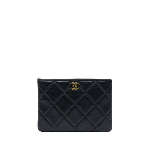 Chanel 19 Clutch Lambskin Black GHW