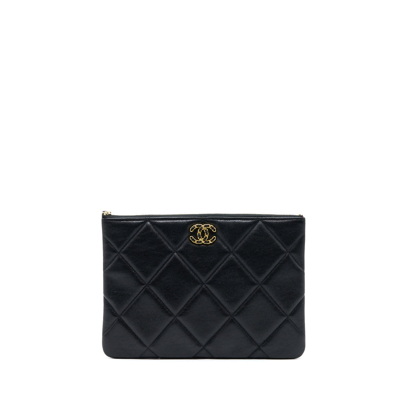 Chanel 19 Clutch Lambskin Black GHW