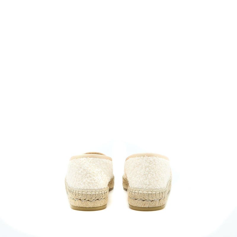 Gucci Size 37.5 Espadrilles Cotton / Tweed White