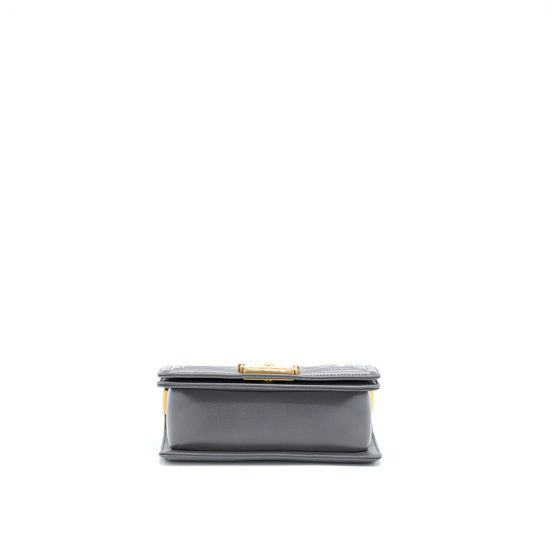 Chanel Small Boy Bag Caviar Grey GHW (Microchip)